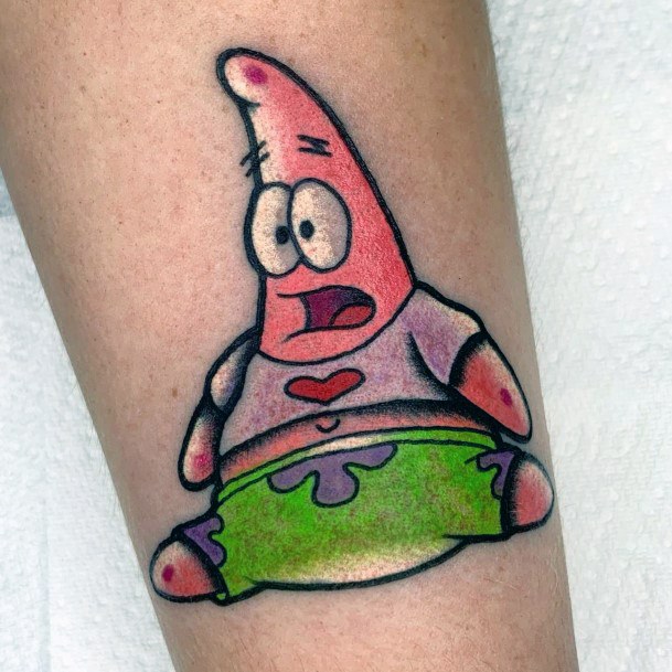 Stunning Spongebob Tattoo On Lady