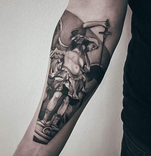 Stunning St Michael Tattoo On Lady