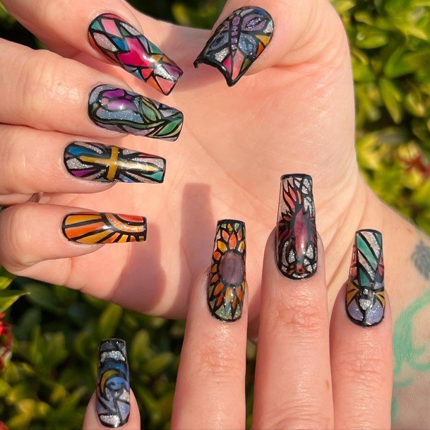 Stunning Stained Glass Nail On Lady