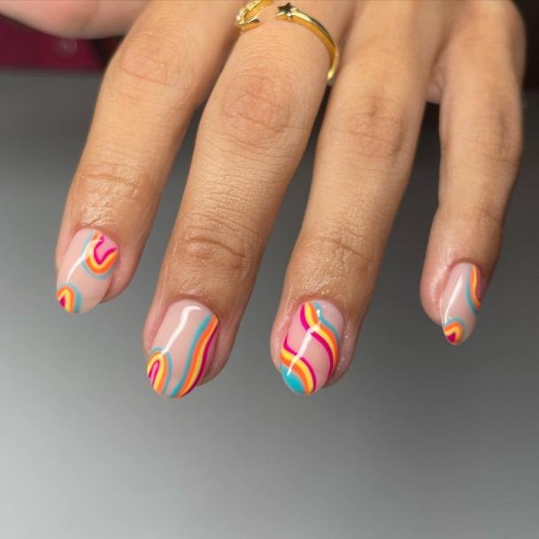 Stunning Striped Nail On Lady