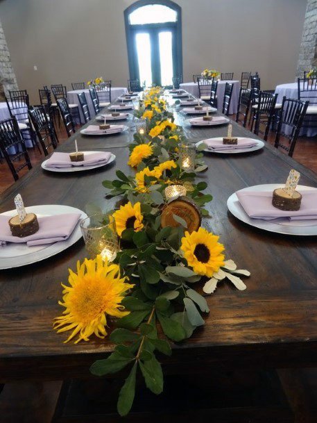 Stunning Sunflower Table Runner Center Piece For Summer Wedding Ideas