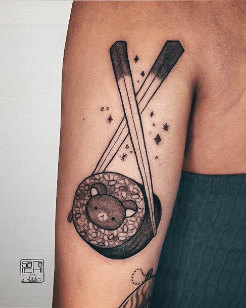 Stunning Sushi Tattoo On Lady