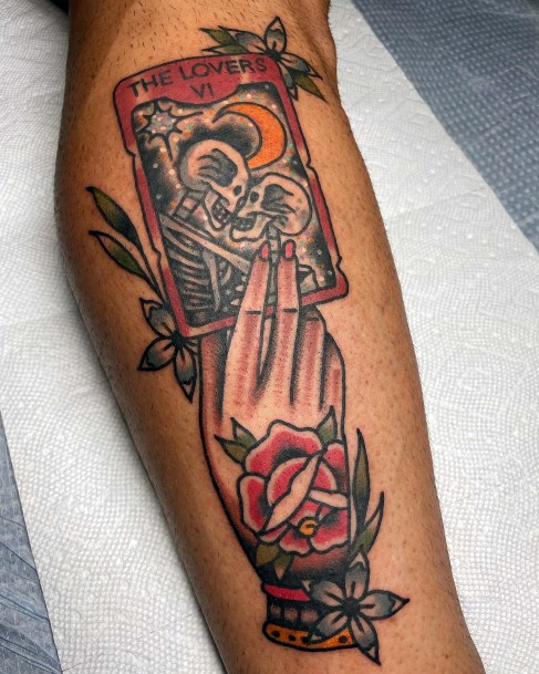 Stunning Tarot Card Tattoo On Lady