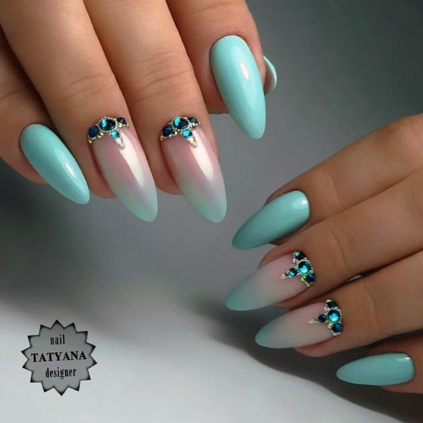 Stunning Teal Turquoise Dress Nail On Lady