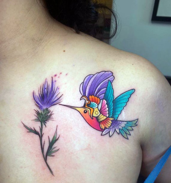 Stunning Thistle Tattoo On Lady