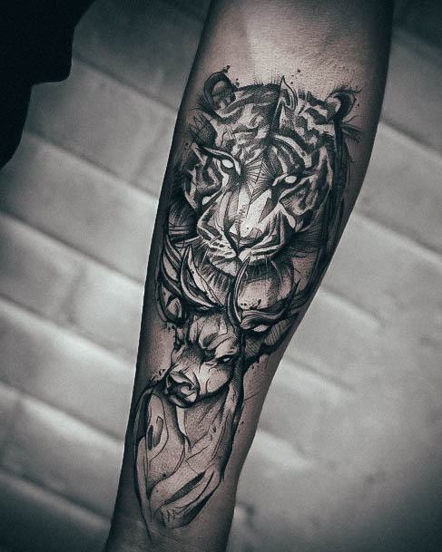 Stunning Tiger Tattoo On Lady