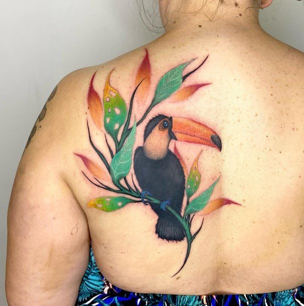 Stunning Toucan Tattoo On Lady