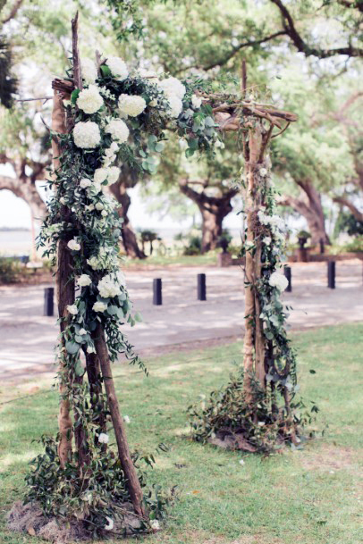 Stunning Tree Branch Wedding Arbor Lush White Greenery Flower Bouquet Ideas