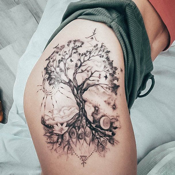 Stunning Tree Of Life Tattoo On Lady