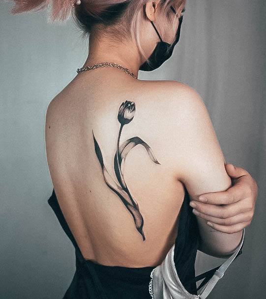 Stunning Tulip Tattoo On Lady