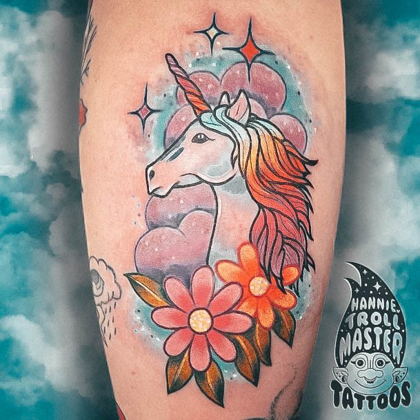 Stunning Unicorn Tattoo On Lady