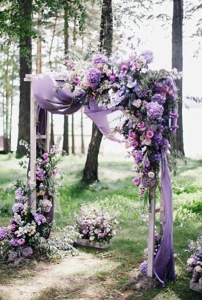 Stunning Valance Drape Purple Exquisite Floral Arch Backdrop Inspiration