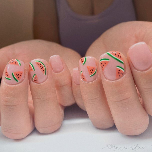 Stunning Watermelon Nail On Lady