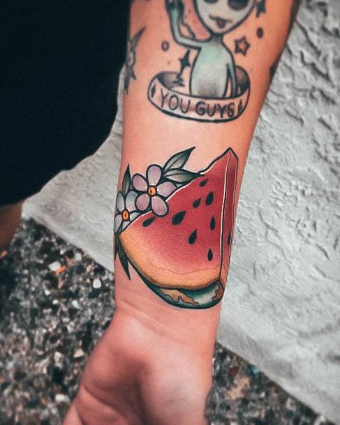 Stunning Watermelon Tattoo On Lady