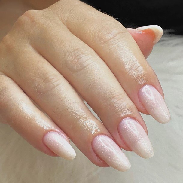 Stunning White Almond Shaped Nail On Lady