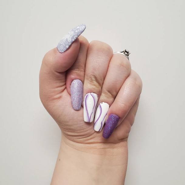 Stunning White And Purple Nail On Lady