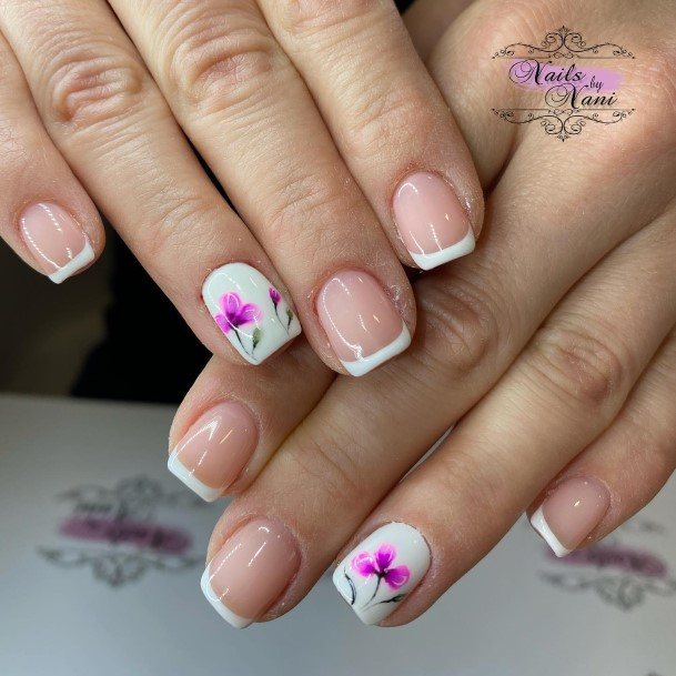 Stunning White French Nail On Lady