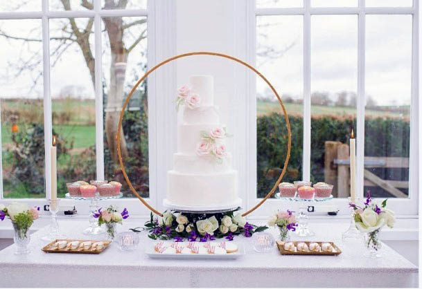 Stunning White Gold Ring Decoration Delectable Wedding Cake Desert Table Inspiration