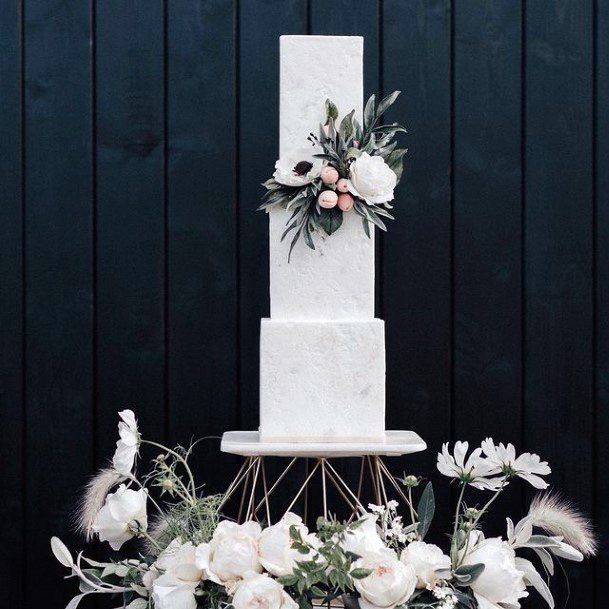 Stunning White Square Wedding Cake