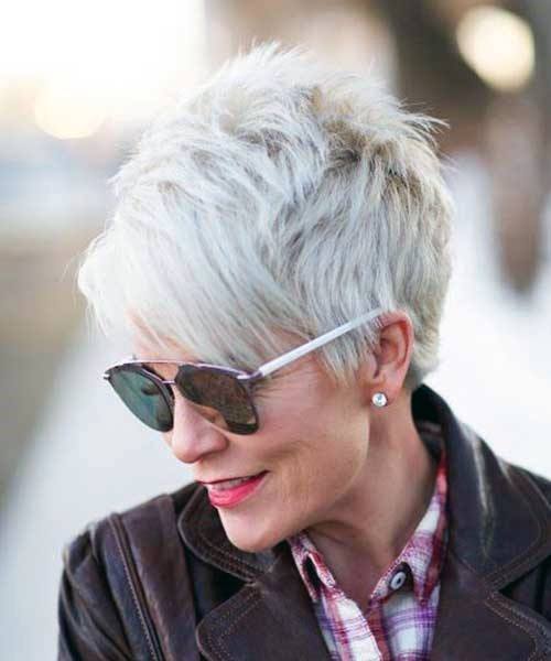 Stunning White Textured Pixie Short Hairstyles For Older Women