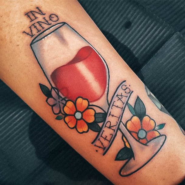 Stunning Wine Tattoo On Lady