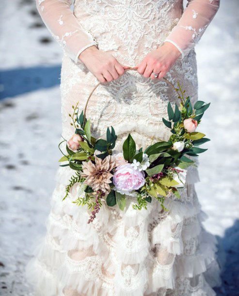 Stunning Winter Wedding White Dress Beaded Amazing Floral Basket Ideas For Brides