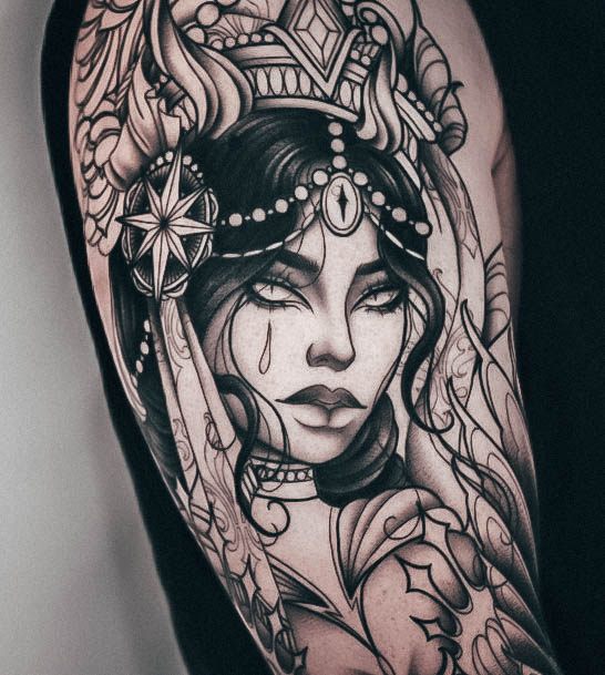 Stunning Witch Tattoo On Lady