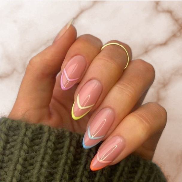 Stunning Yellow French Tip Nail On Lady