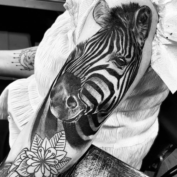 Stunning Zebra Tattoo On Lady