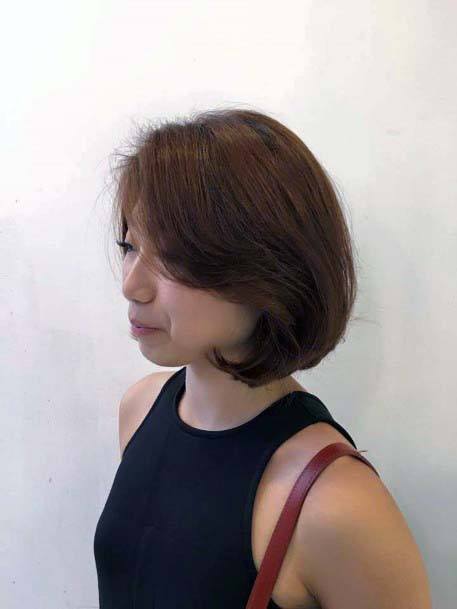 Stylish Brown Hairstyle Short Rounded Pretty Woman Nice For Girls