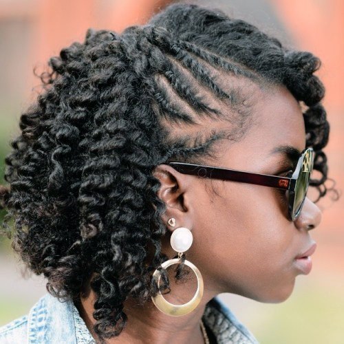 Stylish Corncrow Short Curly Hairstyles For Black Women