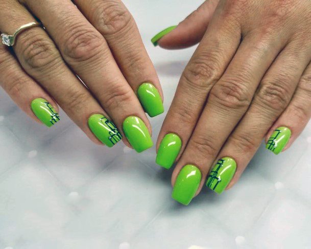 3. Lime Green and Black Polka Dot Nails - wide 7