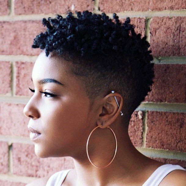 Stylish Shaved Hairstyles For Women Tight Curls Pixie