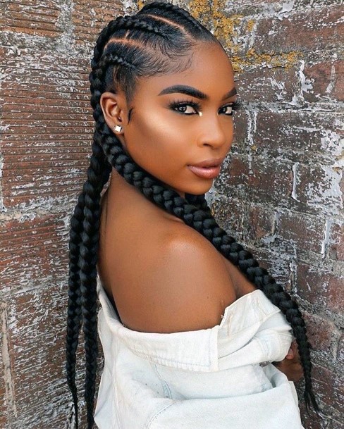 Stylish Trendy Braid Hairstyles Black Women Long Thick Brown Hair