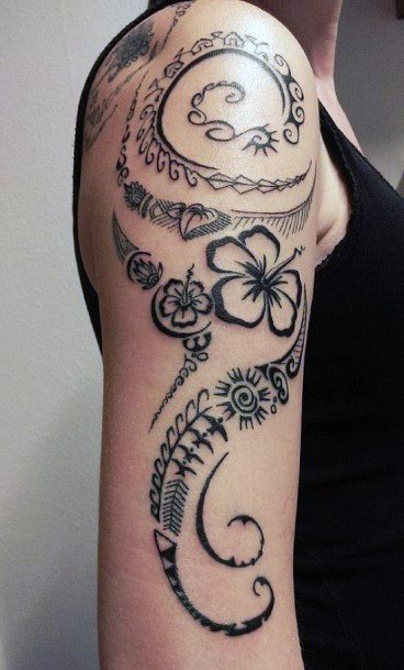 Stylish Tribal Tattoo Women On Arms