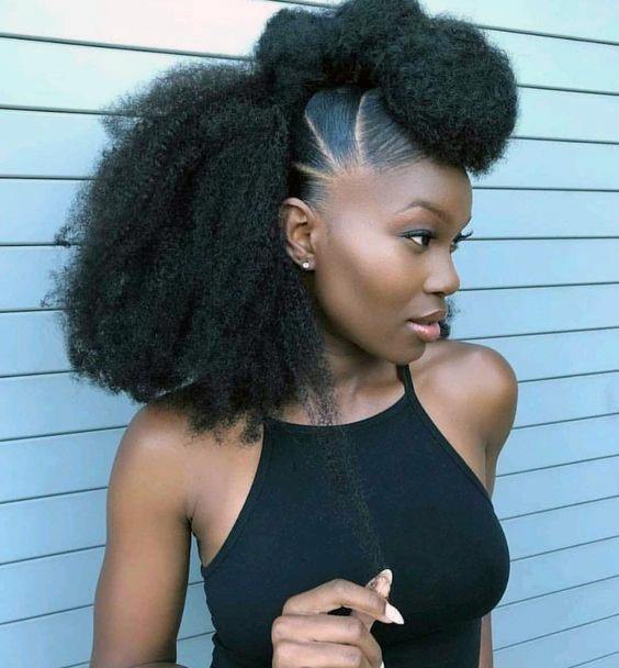 Stylish Updo Hairstyles For Black Women Afro Pouf Mohawk