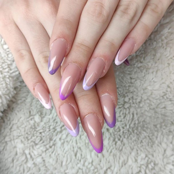 Stylish Womens Almond French Nail