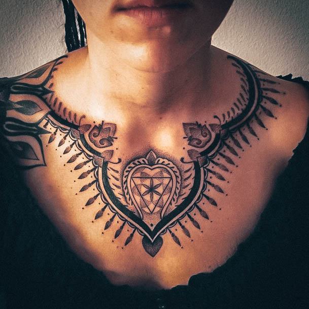 Stylish Womens Aztec Tattoo Chest