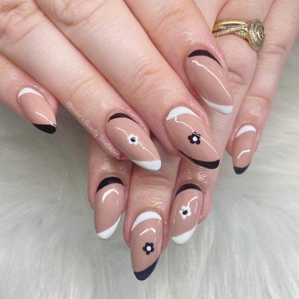 Stylish Womens Black And White Nail