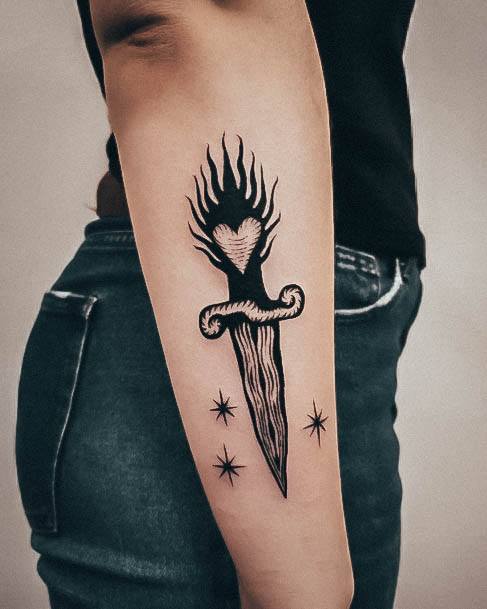 Stylish Womens Black And White Tattoo