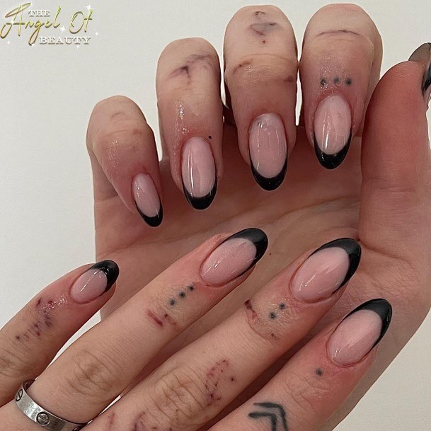 Stylish Womens Black French Tip Nail