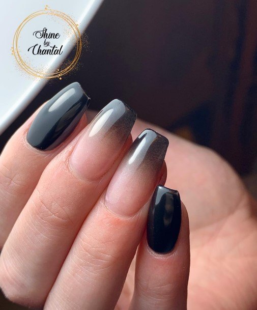 Stylish Womens Black Ombre Nail