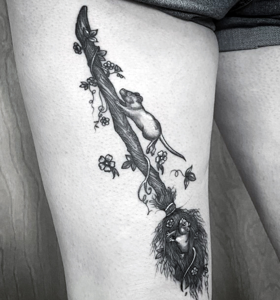 Stylish Womens Broomstick Tattoo