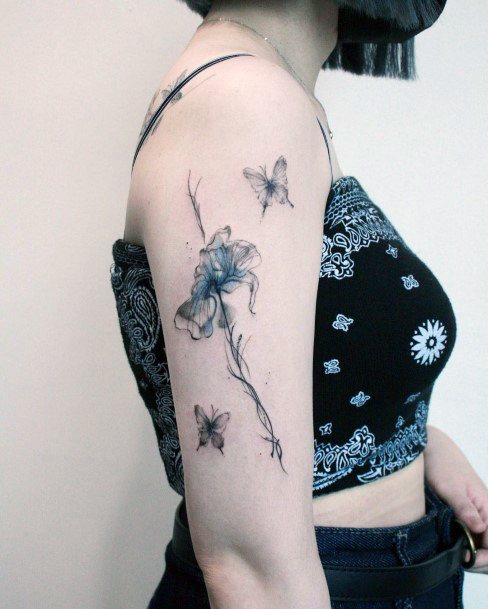 Stylish Womens Butterfly Flower Tattoo