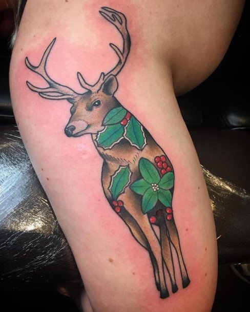 Stylish Womens Caribou Reindeer Tattoo