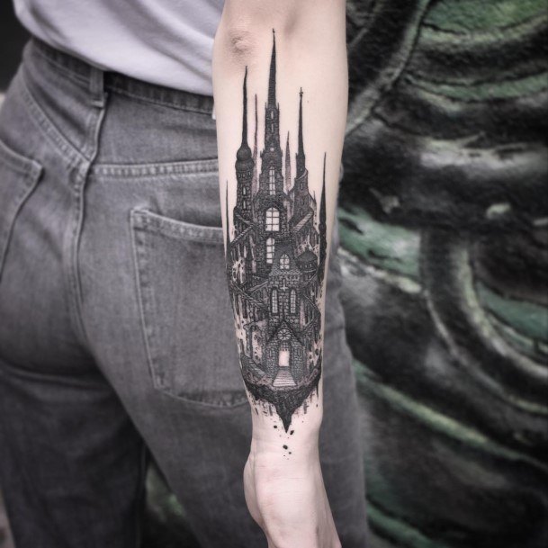 Stylish Womens Castle Tattoo