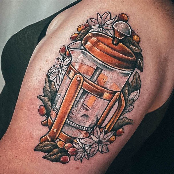 Stylish Womens Coffee Pot Tattoo