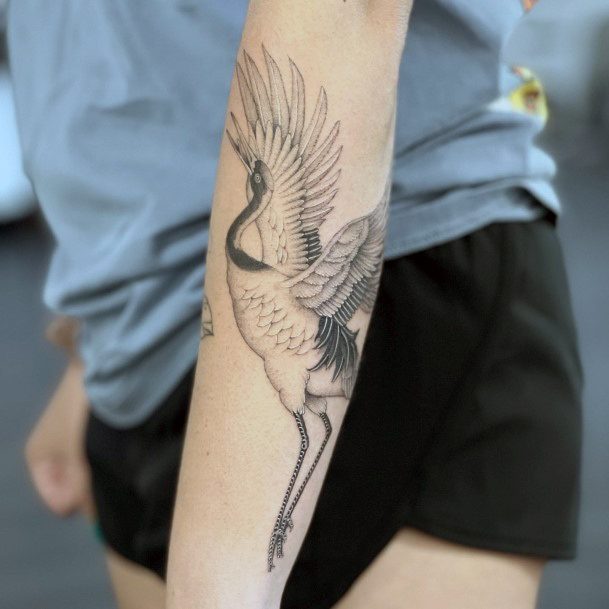 Stylish Womens Crane Tattoo