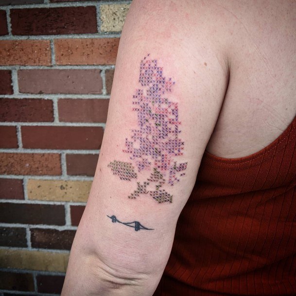 Stylish Womens Cross Stitch Tattoo