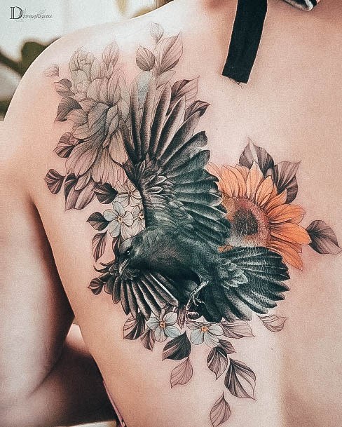 Stylish Womens Crow Tattoo